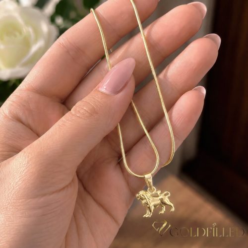Antialergický náhrdelník Goldfilled 45cm / 1mm + prívesok Lev 14K farba