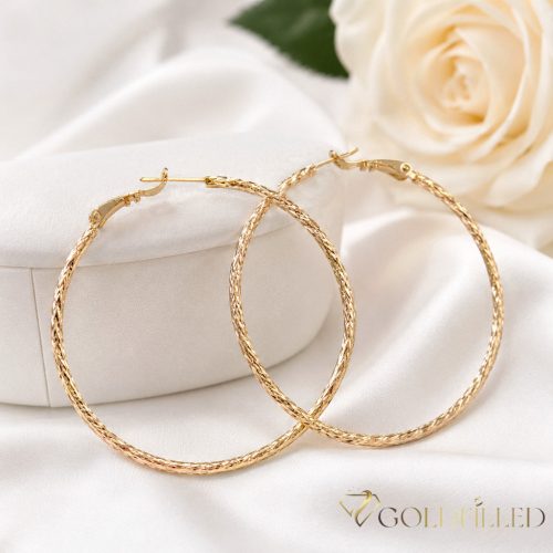 Goldfilled Antiallergén Kruhové náušnice 50mm 18K farba	